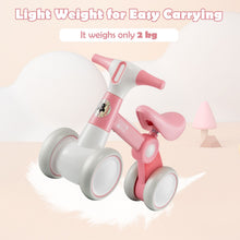 Load image into Gallery viewer, Cute Baby Balance Bike 4 Wheels with Steering Handlebars No Pedal Pink