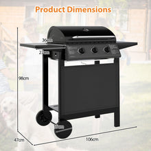 Load image into Gallery viewer, 3-Burner Propane Gas Grill 24,000 BTU Portable with Lid and Side Tables