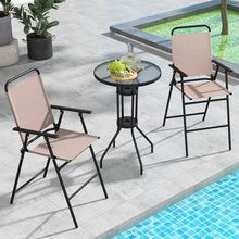 Load image into Gallery viewer, 3 PCS Outdoor Bistro Set Patio Bar Table with 2 Folding Chairs