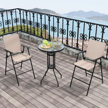 Load image into Gallery viewer, 3 PCS Outdoor Bistro Set Patio Bar Table with 2 Folding Chairs