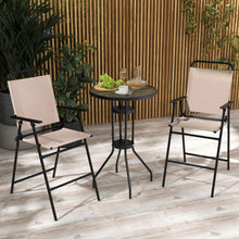 Load image into Gallery viewer, 3 PCS Outdoor Bistro Set Patio Bar Table with 2 Folding Chairs