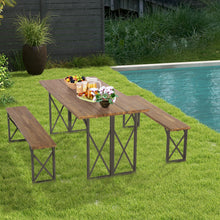 Load image into Gallery viewer, 3 Pieces Outdoor Acacia Wood Dining Set with 4.5 cm Umbrella Hole