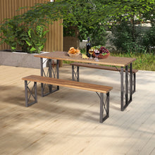 Load image into Gallery viewer, 3 Pieces Outdoor Acacia Wood Dining Set with 4.5 cm Umbrella Hole