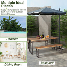 Load image into Gallery viewer, 3 Pieces Outdoor Acacia Wood Dining Set with 4.5 cm Umbrella Hole