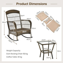 Load image into Gallery viewer, 3 Piece Outdoor Rocking Chair Set with Cozy Cushions and Pillow