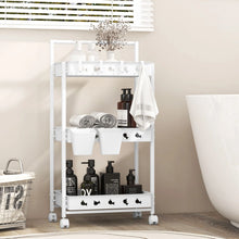 Load image into Gallery viewer, 3-Tier Rolling Storage Cart with 2 Hanging Cups and 4 Hooks