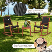 Load image into Gallery viewer, 3 Pieces Rocking Chair Set Outdoor Conversation Furniture Patio Wicker W/ Table