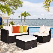 Load image into Gallery viewer, 4 PCS Rattan Patio Conversation Set Outdoor Furniture Sofa Set w/ Coffee Table