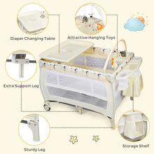Load image into Gallery viewer, 3 in 1 Convertible Bassinet Cot with Changing Table and Toy Bar