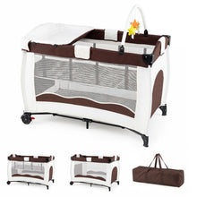 Load image into Gallery viewer, 4 in 1 Travel Cot, Portable Baby Crib Bassinet with Diaper Changing Table