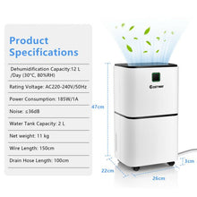 Load image into Gallery viewer, 12L Ultra-quiet, Portable, Electric Dehumidifier with 3 Modes