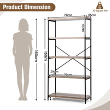 Load image into Gallery viewer, Freestanding Wooden 5-Tier Storage Bookshelf