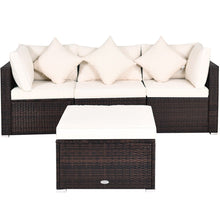 Load image into Gallery viewer, 4 PCS Rattan Patio Conversation Set Outdoor Furniture Sofa Set w/ Coffee Table