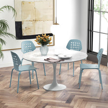 Load image into Gallery viewer, Metal Dining Chair Set of 4 with Hollowed Backrest and Metal Legs