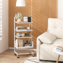 Load image into Gallery viewer, 4 Tier Utility Rolling Cart with Adjustable Shelves