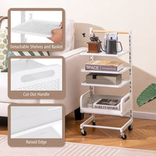 Load image into Gallery viewer, 4 Tier Utility Rolling Cart with Adjustable Shelves