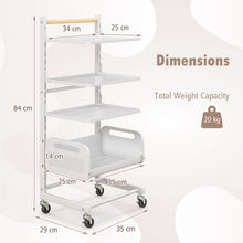 Load image into Gallery viewer, 4 Tier Utility Rolling Cart with Adjustable Shelves