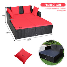 Load image into Gallery viewer, Rattan Garden Daybed Furniture Set Patio Sun Bed 2 Seater Lounger with Cushions