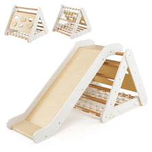 Load image into Gallery viewer, 4 in 1 Toddler Wooden Triangle Climber with Ramp and Sliding Board