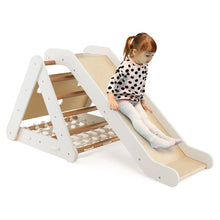 Load image into Gallery viewer, 4 in 1 Toddler Wooden Triangle Climber with Ramp and Sliding Board