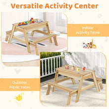 Load image into Gallery viewer, 4 in 1 Wooden Table and Bench Set with Removable Top and 2 Storage Boxes