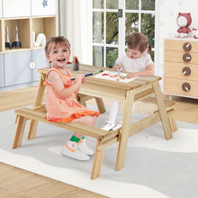 Load image into Gallery viewer, 4 in 1 Wooden Table and Bench Set with Removable Top and 2 Storage Boxes