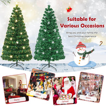 Load image into Gallery viewer, 5FT Fiber Optic Artificial Christmas Tree with 21 Star LED Lights