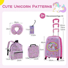 Load image into Gallery viewer, 5 Piece Kids Luggage Set Carry-on Children Rolling Suitcase Set with Backpack