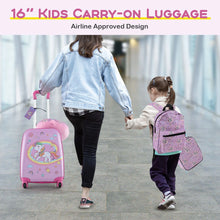 Load image into Gallery viewer, 5 Piece Kids Luggage Set Carry-on Children Rolling Suitcase Set with Backpack
