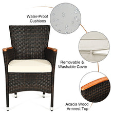 Load image into Gallery viewer, 7 PCS Patio Dining Set Stackable Wicker Conversation Set 6 Chairs with Table