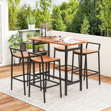 Load image into Gallery viewer, 5 Piece Acacia Wood Bar Table Set with Metal Frame and Footrest
