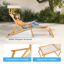Load image into Gallery viewer, 2PCS Birch Wood Chaise Lounge Chair with Adjustable Canopy Reclining Backrest and Footrest