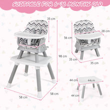 Load image into Gallery viewer, 6-in-1 Baby High Chair with 5-Point Harness and Removable Tray