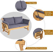 Load image into Gallery viewer, Outdoor Sofa Bed, 3 in 1 Convertible Cushioned Loveseat Lounger Couch