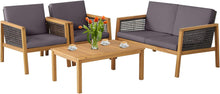 Load image into Gallery viewer, 4-Piece Patio Acacia Wood Furniture Set with Removable Cushions