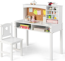 Load image into Gallery viewer, Wooden Kids Desk and Chair Set with Hutch for Studying and Reading