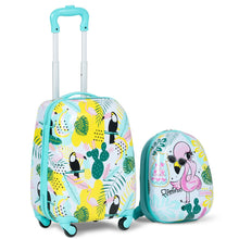 Load image into Gallery viewer, 2 Pieces Kids Luggage Set with 4 Casters and Retractable Handle