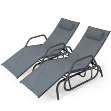 Load image into Gallery viewer, 2PCS Outdoor Chaise Lounge Glider Chair with Armrests and Pillow