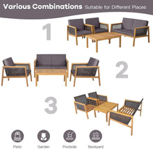 Load image into Gallery viewer, 4-Piece Patio Acacia Wood Furniture Set with Removable Cushions