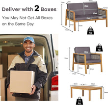 Load image into Gallery viewer, 4-Piece Patio Acacia Wood Furniture Set with Removable Cushions