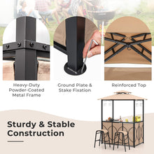 Load image into Gallery viewer, Grill Gazebo and 2 Bar Stools with Tempered Glass Bar Table for Patio Poolside Garden
