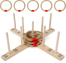 Load image into Gallery viewer, Ring Toss Game for Kids & Adults, Wooden Quoits Games Set