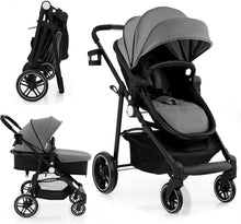 Load image into Gallery viewer, Baby Stroller, Foldable Toddler Pushchair with Adjustable Backrest & Canopy