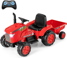 Load image into Gallery viewer, Kids Ride On Tractor and Trailer, 12V Battery Powered Toy Car with Remote Control