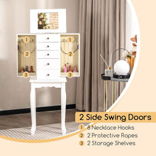 Load image into Gallery viewer, Freestanding Jewellery Cabinet Wooden Jewelry Armoire with Flip Up Mirror