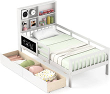 Load image into Gallery viewer, Wooden Kids Floor Bed with Guardrails