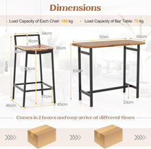 Load image into Gallery viewer, 5 Piece Acacia Wood Bar Table Set with Metal Frame and Footrest