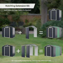 Load image into Gallery viewer, 7x4ft Metal Storage Shed and Extension Kit, Outdoor Lockable Tool Storage Box with 4 Vents, Double Sliding Door & Sloped Roof, Weatherproof Garden Shed House Hut (Garden Shed+1 Extension Kit)