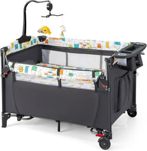 Load image into Gallery viewer, 5-in-1 Baby Bassinet Bedside Sleeper with Diaper Changer and Hanging Toys