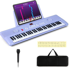 Load image into Gallery viewer, 61 Key Electric Keyboard Piano, Portable Digital Piano with Microphone